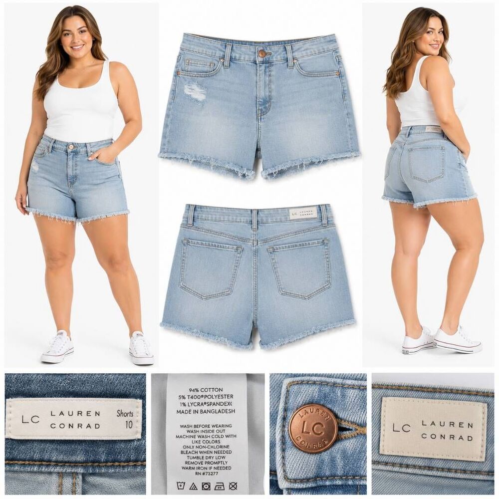 LC Lauren Conrad Shorts Size 10 Light Wash Frayed Denim